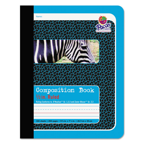 Pacon Composition Book, Medium/College Rule, Blue Cover, 9.75 x 7.5, 100 Sheets