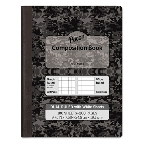 Pacon Composition Book, Wide/Legal Rule, Black Cover, 9.75 x 7.5, 100 Sheets