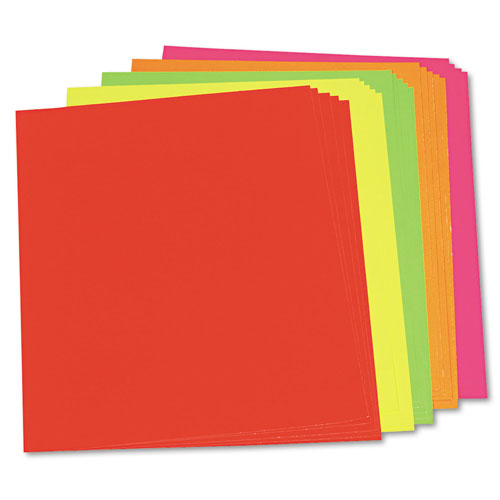 Pacon Neon Color Poster Board, 28 x 22, Green/Orange/Pink/Red/Yellow, 25/Carton