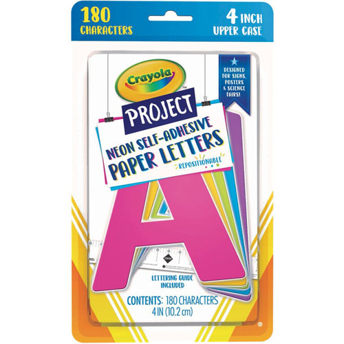 Pacon Self-adhesive Paper Letters - Self-adhesive - 4", - Assorted Neon - Paper