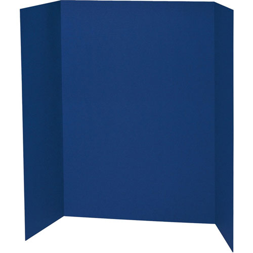 Pacon Single Wall Presentation Board, 48", x 36" Width, Blue Surface, Tri-fold, Recyclable, Corrugated, 4/Carton