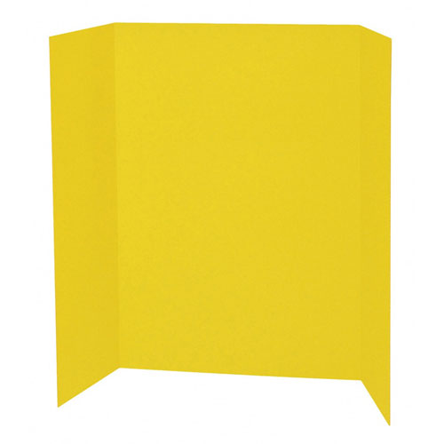 Pacon Single Wall Presentation Board, 48", x 36" Width, Yellow Surface, Tri-fold, Recyclable, Corrugated, 4/Carton