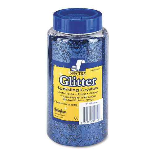 Pacon Spectra Glitter, .04 Hexagon Crystals, Blue, 16 oz Shaker-Top Jar