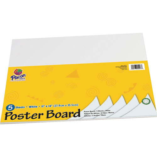 Pacon White Poster Board, Recyclable, 11" x 14"