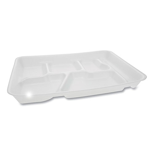 Pactiv Lightweight Foam School Trays, 6-Compartment, 8.5 x 11.5 x 1.25, White, 500/Carton