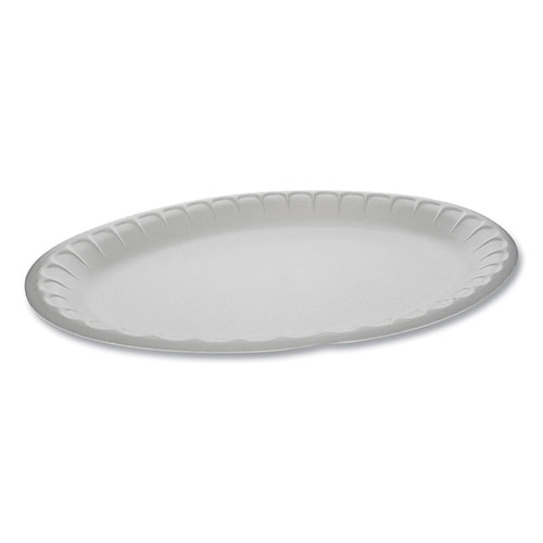 Pactiv Unlaminated Foam Dinnerware, Platter, Oval, 11.5 x 8.5, White, 500/Carton