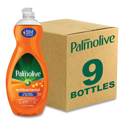 Palmolive Ultra Antibacterial Dishwashing Liquid, Orange Scent, 32.5 oz Bottle, 9/Carton