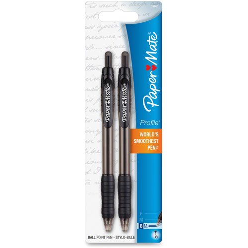Papermate® Ballpoint Pen, Retract, Super Bold Point, 2 Ct, Black Barrel/Ink