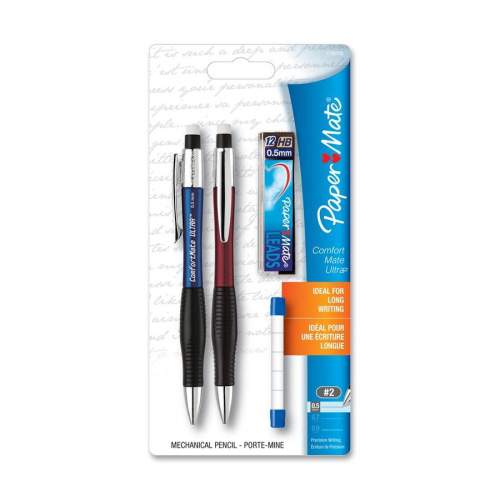 Papermate® ComfortMate Ultra Pencil Starter Set, 0.5 mm, HB (#2.5), Black Lead, Assorted Barrel Colors, 2/Pack
