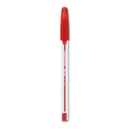 Papermate® InkJoy 50ST Stick Ballpoint Pen, Medium 1mm, Red Ink, Clear Barrel, Dozen