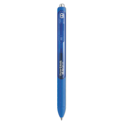 Papermate® InkJoy Retractable Gel Pen, Micro 0.5mm, Blue Ink/Barrel, Dozen