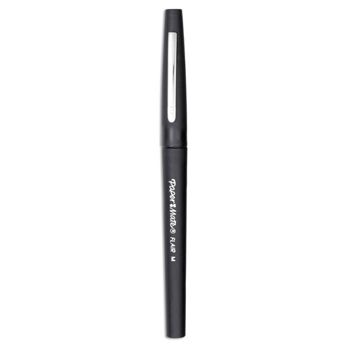Papermate® Point Guard Flair Needle Tip Stick Pen, Black Ink, 0.7mm, Dozen