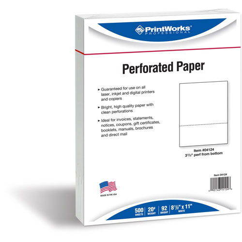 Paris Business Forms Perforated Copy Paper, 8 1/2"x11", White, 20 LB, One Ream