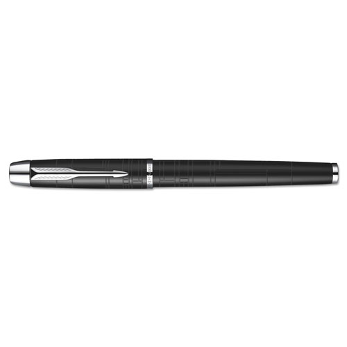 Parker IM Premium Stick Roller Ball Pen Gift Box, 0.7mm, Black Ink, Black/Chrome Barrel