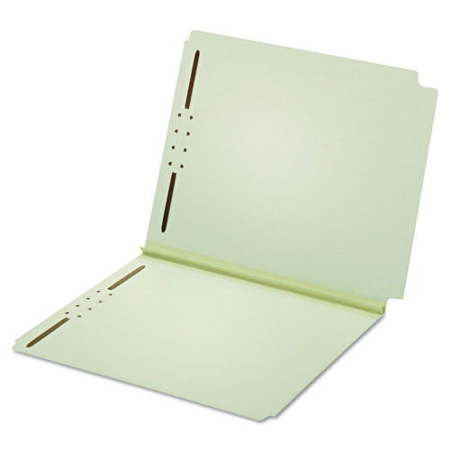 Pendaflex Dual Tab Pressboard Folder with Two Fasteners, Straight Tab, Letter Size, Light Green, 25/Box