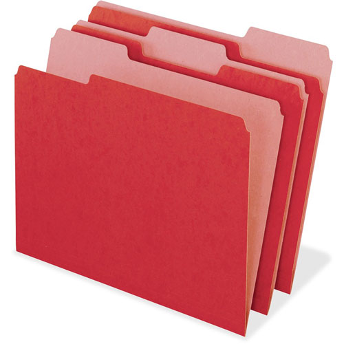 Pendaflex Earthwise by 100% Recycled Colored File Folders, 1/3-Cut Tabs, Letter Size, Red, 100/Box