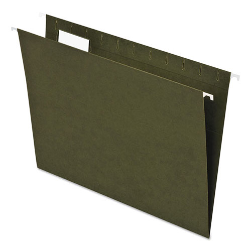 Pendaflex Earthwise by Pendaflex 100% Recycled Colored Hanging File Folders, Letter Size, 1/5-Cut Tab, Green, 25/Box