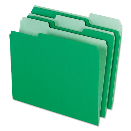 Pendaflex Interior File Folders, 1/3-Cut Tabs, Letter Size, Bright Green, 100/Box
