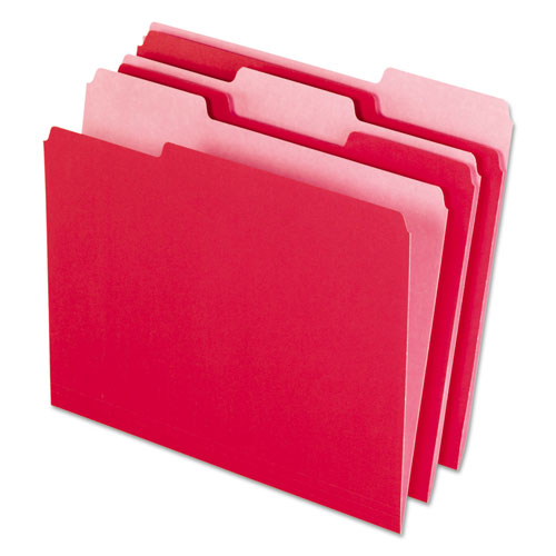 Pendaflex Interior File Folders, 1/3-Cut Tabs, Letter Size, Red, 100/Box