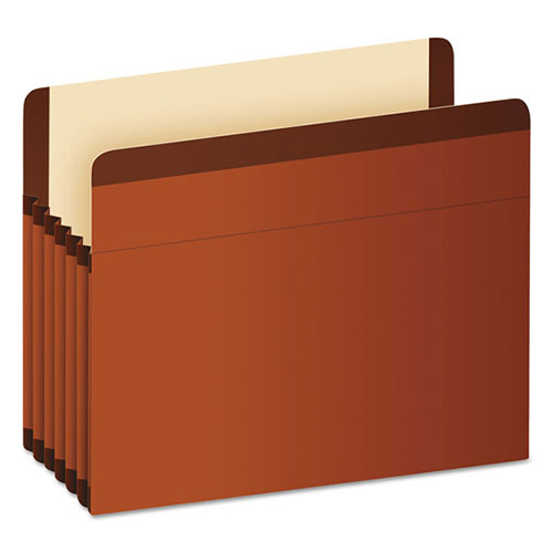 Pendaflex Premium Reinforced Expanding File Pockets, 5.25" Expansion, Legal Size, Red Fiber, 5/Box