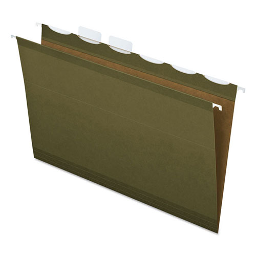 Pendaflex Ready-Tab Extra Capacity Reinforced Colored Hanging Folders, Letter Size, 1/5-Cut Tab, Standard Green, 20/Box