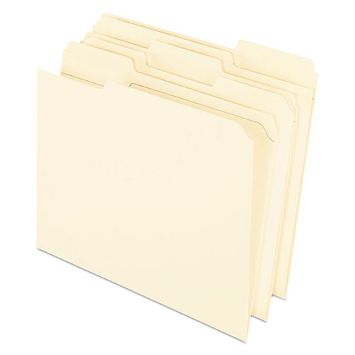Pendaflex Reinforced Top File Folders, 1/3-Cut Tabs, Right Position, Letter Size, Manila, 100/Box