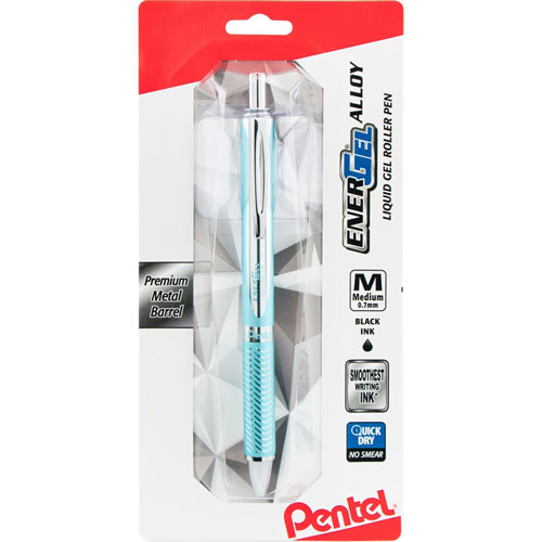 Pentel EnerGel Alloy Retractable Gel Pen Aquamarine 1 Pk BP
