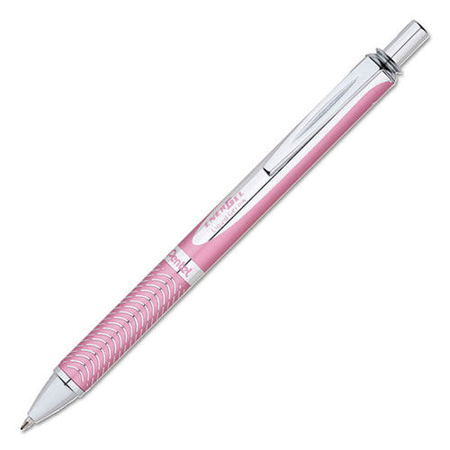 Pentel EnerGel Alloy RT Retractable Gel Pen, Medium 0.7mm, Black Ink, Pink Barrel
