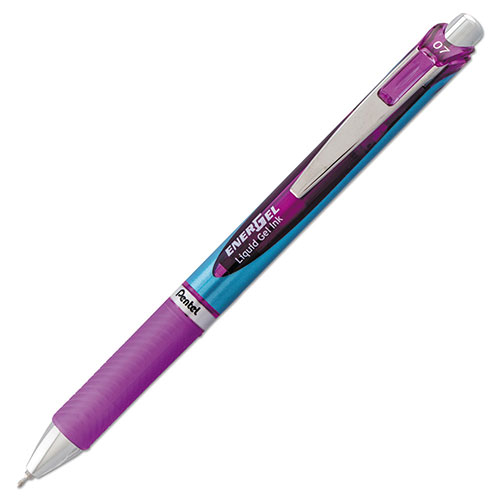 Pentel EnerGel RTX Retractable Gel Pen, Medium 0.7mm, Violet Ink, Violet/Gray Barrel