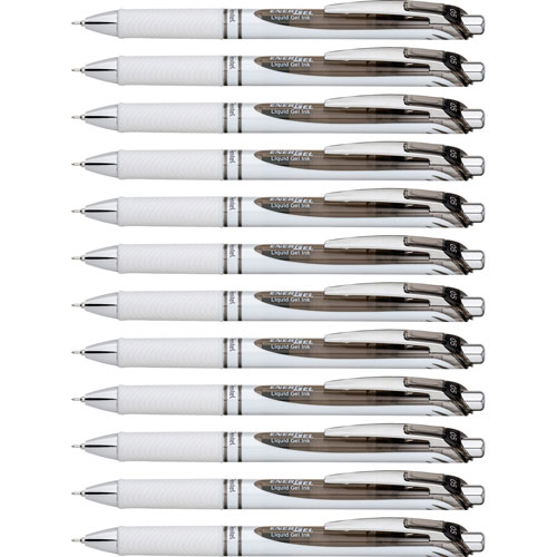 Pentel Gel Pen, Retractable/Refillable, Needle Tip, 0.5mm, 12/DZ, Black Ink