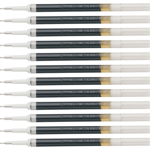 Pentel Gel Pen Refills for EnerGel, 0.7mm, Needle Tip, 12/BX, Black Ink, PENLRN7ABX