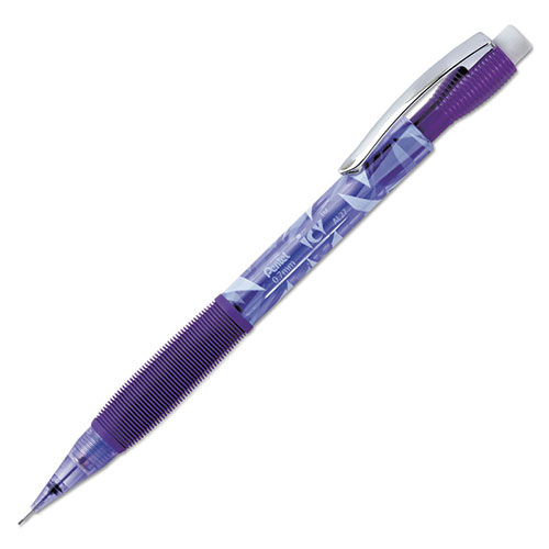 Pentel Icy Mechanical Pencil, 0.7 mm, HB (#2.5), Black Lead, Transparent Violet Barrel, Dozen