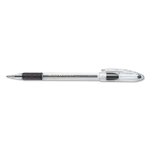 Pentel R.S.V.P. Stick Ballpoint Pen, Medium 1mm, Black Ink, Translucent Barrel, Dozen
