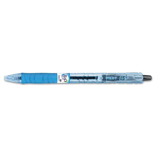 Pilot B2P Bottle-2-Pen Retractable Ballpoint Pen, 1mm, Black Ink, Translucent Blue Barrel, Dozen