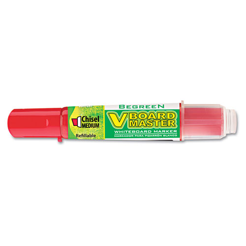 Pilot BeGreen V Board Master Dry Erase Marker, Medium Chisel Tip, Red