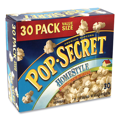Pop Secret® Microwave Popcorn, Homestyle, 3 oz Bags, 30/Carton