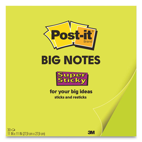 Post-it® Big Notes, Unruled, 30 Green 11 x 11 Sheets