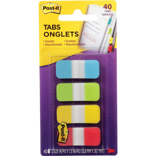 Post-it® Easy Dispenser Assorted Tabs, 5/8", 40/PK, Assorted Bright