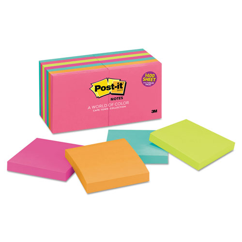 Post-it® Original Pads in Poptimistic Colors, Value Pack, 3" x 3", 100 Sheets/Pad, 14 Pads/Pack
