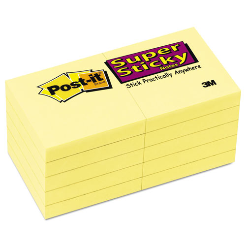 Post-it® Pads in Canary Yellow, 1.88" x 1.88", 90 Sheets/Pad, 10 Pads/Pack