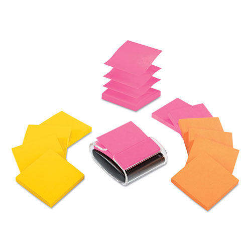 Post-it® Pop-up Dispenser Value Pack, For 3 x 3 Pads, Black/Clear, Includes (12) Rio de Janeiro Super Sticky Pop-up Pad