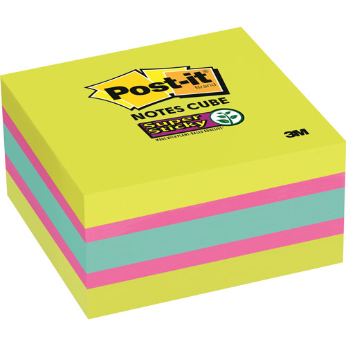 Post-it® Post-it Note Cube, Super Sticky, 3"x3", 360/Cube, Green Wave