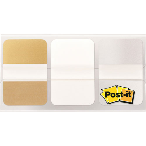 Post-it® Post-it Tabs, 1", 12 Tabs/Pad, 36 Tabs/PK, Assorted Metallic