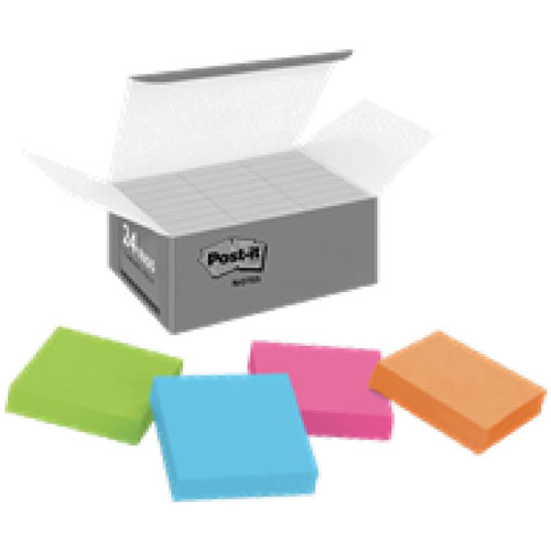 Post-it® Super Sticky Adhesive Note, 2" x 2", Square, 90 Sheets per Pad, Assorted, Paper, Super Sticky, Adhesive, Recyclable, Residue-free, 1620/Pack