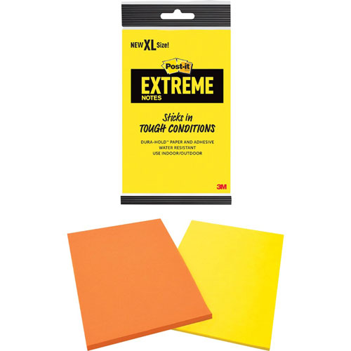 Post-it® XL Extreme Notes, 4.50" x 6.75", Rectangle, 25 Sheets per Pad, Multicolor, Water Resistant, Adhesive, 2/Pack