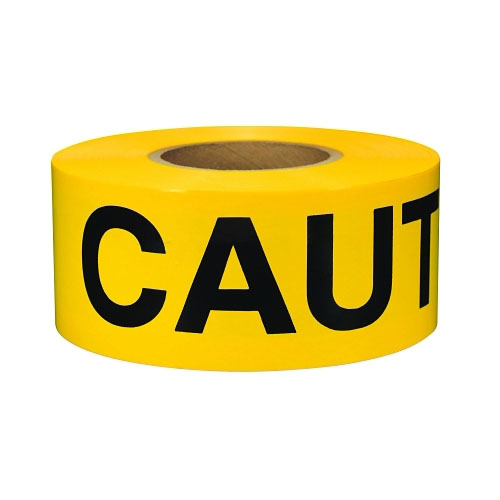 Presco Barricade Tape, 3 in x 1000 ft, 2 mil, Yellow, CAUTION