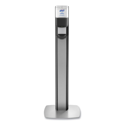 Purell MESSENGER ES6 Graphite Panel Floor Stand with Dispenser, 1,200 mL, 16.75 x 6 x 40, Graphite/Silver