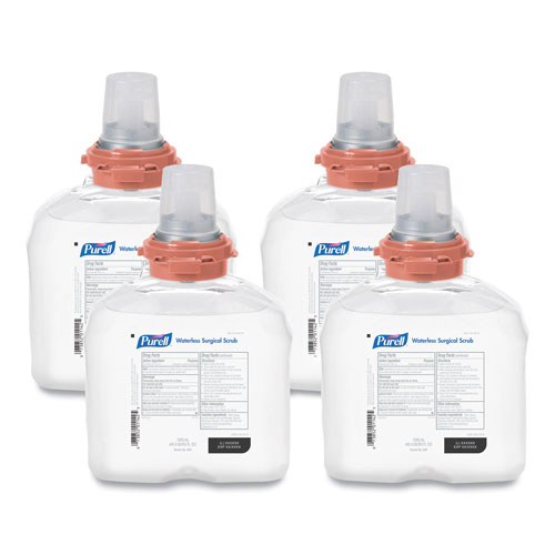 Purell Waterless Surgical Scrub Gel Hand Sanitizer, 1,200 mL Refill Bottle, Fragrance-Free, For TFX Dispenser, 4/Carton