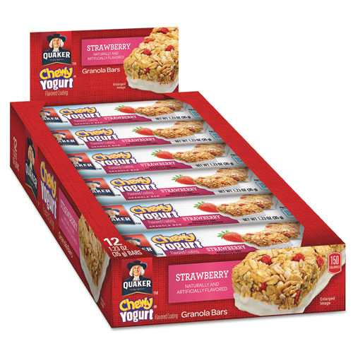 Quaker Foods Chewy Yogurt Granola Bars, 1.23 oz Bar, Strawberry, 12/Box