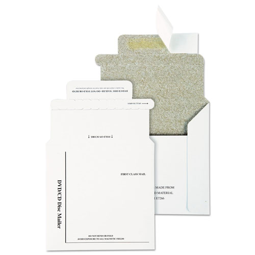 Quality Park Disk/CD Foam-Lined Mailers, Square Flap, Redi-Strip Closure, 5.13 x 5, White, 25/Box